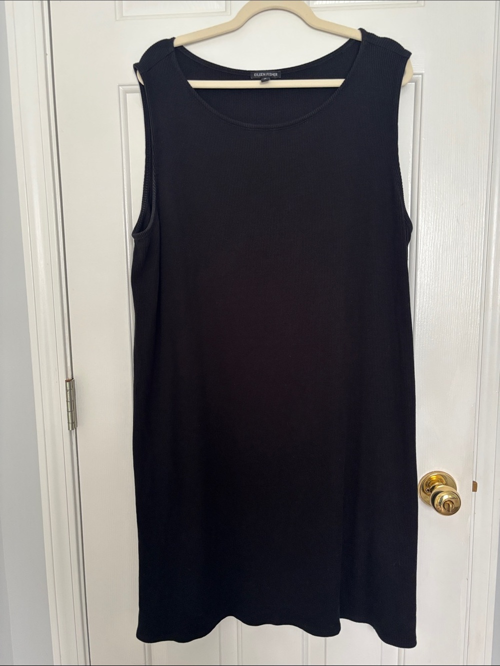 Eileen Fisher Black Sleeveless Ribbed Shift Dress 2X